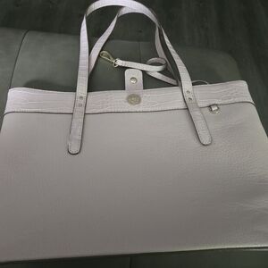 Gray Structured Tote Bag with Leather Material and Elegant Handles